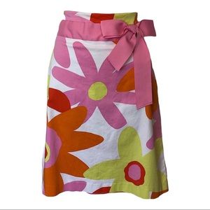 Women's Vintage 60s Retro Flower Power Mod Skirt Groovy Pink Skirt Bright Bold M